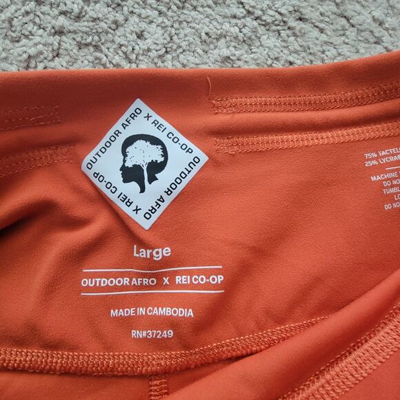 Outdoor Afro x REI Co-op Womens L Orange Black Colorblock 7/8 Leggings - Picture 8 of 12